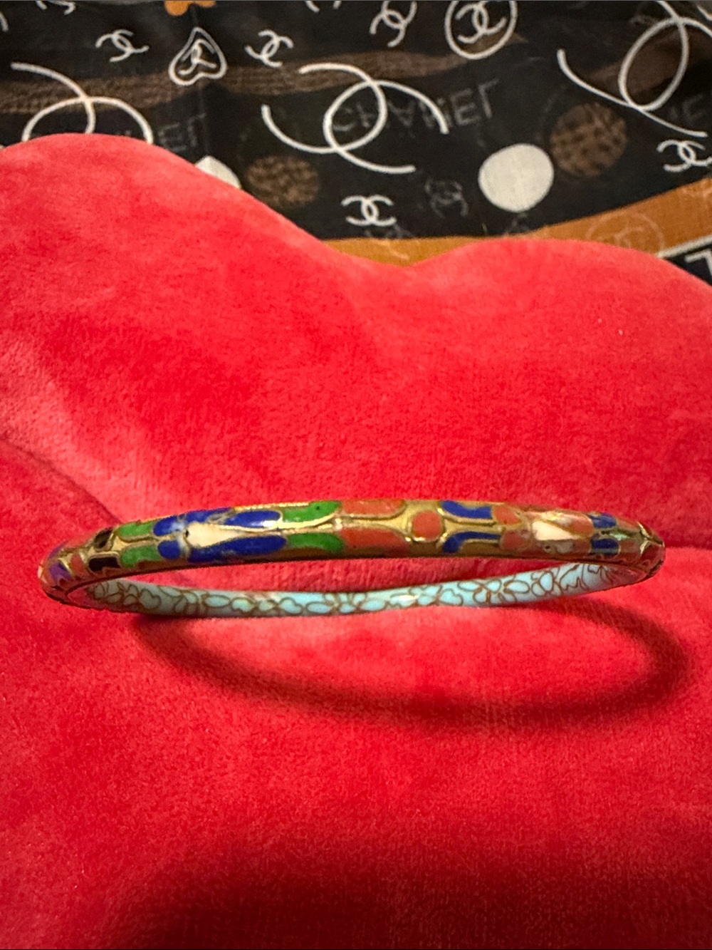 Enamel Cloisonné Floral Bangle Bracelet in Multicolor - Picture 2 of 9